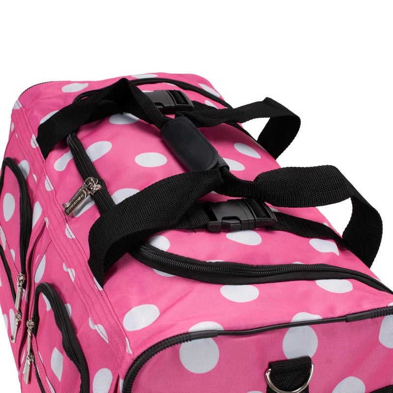 Rockland Rolling Duffel Bag, Pink Dot, 22" - Image 3